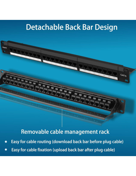 Panel de Parcheo Rapink 24 Puertos Cat6 10G Montaje en Rack