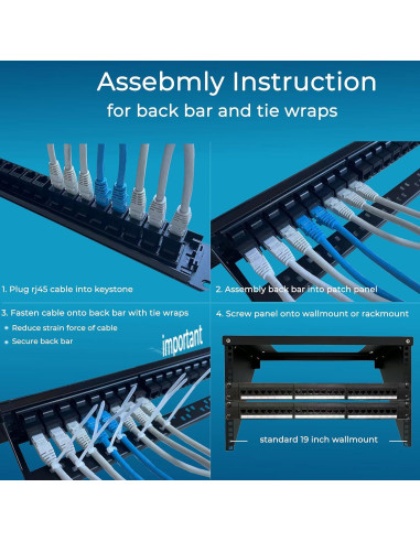 Panel de Parcheo Rapink 24 Puertos Cat6 10G Montaje en Rack