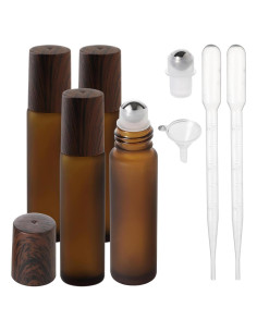 Botellas de Rodillo de Aceite Esencial SESENSE 10ml Ámbar 4 Pzas