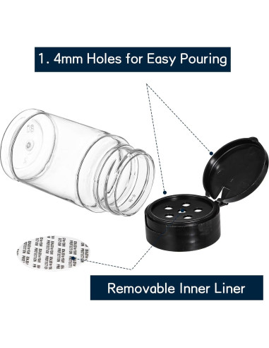 Tosnail 36 Botellas de Especias Plásticas 80ml con Tapas Negras