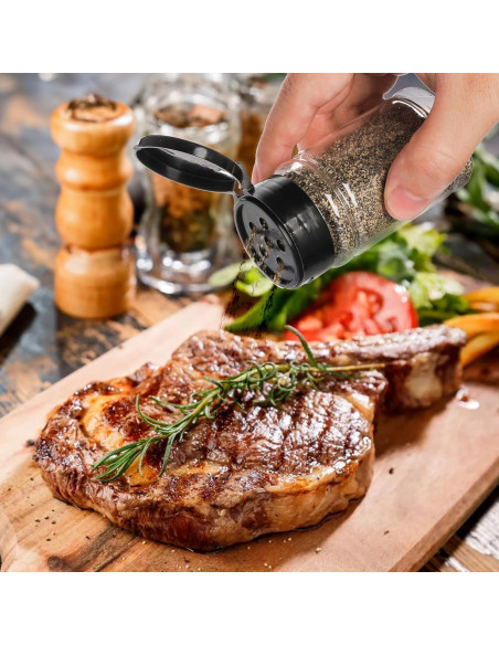 Tosnail 36 Botellas de Especias Plásticas 80ml con Tapas Negras