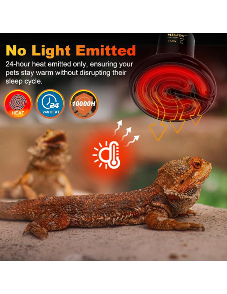 MIXJOY Lámpara de Calor Cerámica 100W para Reptiles E26