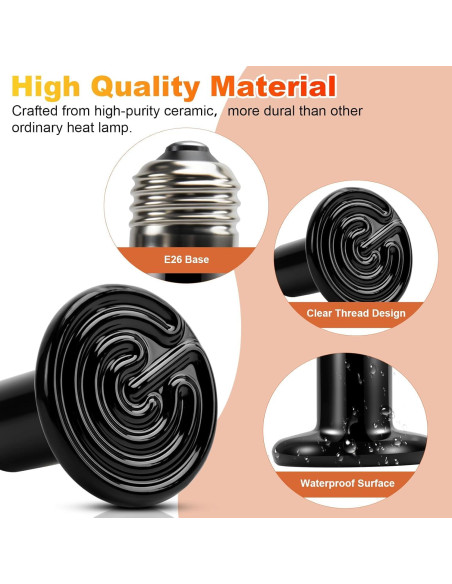MIXJOY Lámpara de Calor Cerámica 100W para Reptiles E26