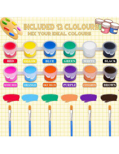 Set de Pintura Acrílica DUA MAIGA 145 Piezas 12 Colores Lavable 2