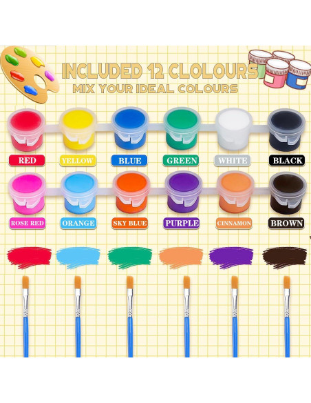 Set de Pintura Acrílica DUA MAIGA 145 Piezas 12 Colores Lavable