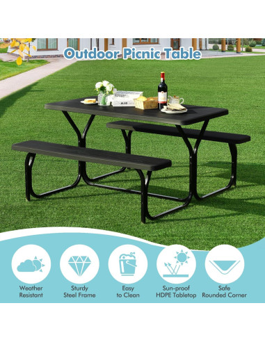 Mesa de Picnic MEDIMALL con Banco, Resistente al Clima