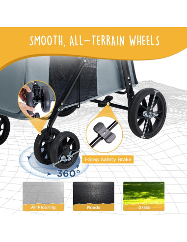 Carrito para Mascotas Canine Canyon Gris - 4 Ruedas, Plegable, 25 kg