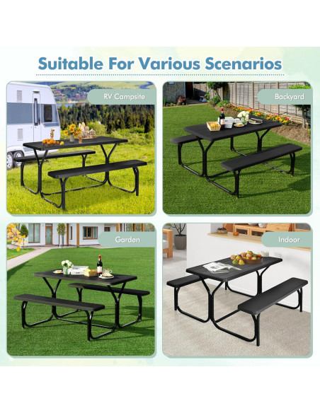 Mesa de Picnic MEDIMALL con Banco, Resistente al Clima