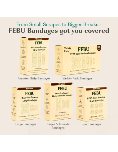 Vendajes de Tela de Bambú FEBU - Ecológicos y Biodegradables - 200 Unidades