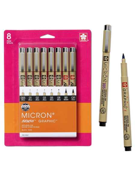 Plumas Pigma Micron Sakura - 8 Tintas Negras Archival