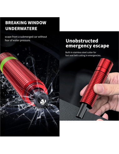 Martillo de Seguridad para Coche LANBOUY 2 Pack Rojo