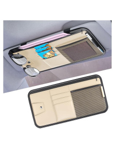 Organizador de Visera de Coche Mandark Beige con Multi-Bolsillos