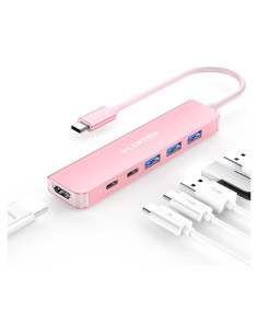 Hub USB C Lention CE35s 6 en 1 con HDMI 4K y 3 USB-A