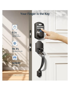 Cerradura de Puerta Biométrica Veise KS02D con Teclado y Manija 2