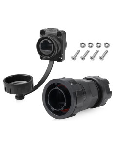 Conector RJ45 Cat6 Industrial IP68 a Prueba de Agua Negro