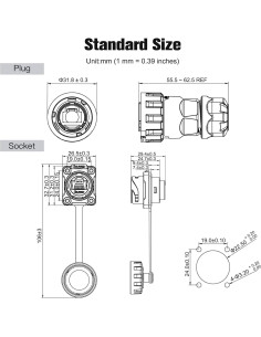 Conector RJ45 Cat6 Industrial IP68 a Prueba de Agua Negro 2