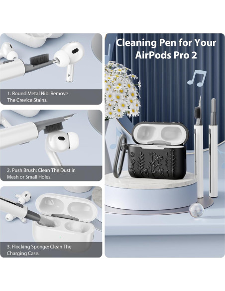 Funda Protectora AIRSPO para AirPods Pro 2da Gen Silicona Floral