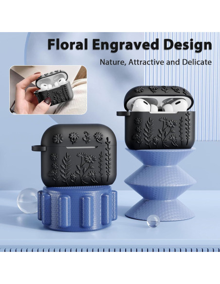 Funda Protectora AIRSPO para AirPods Pro 2da Gen Silicona Floral