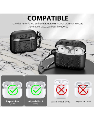 Funda Protectora AIRSPO para AirPods Pro 2da Gen Silicona Floral