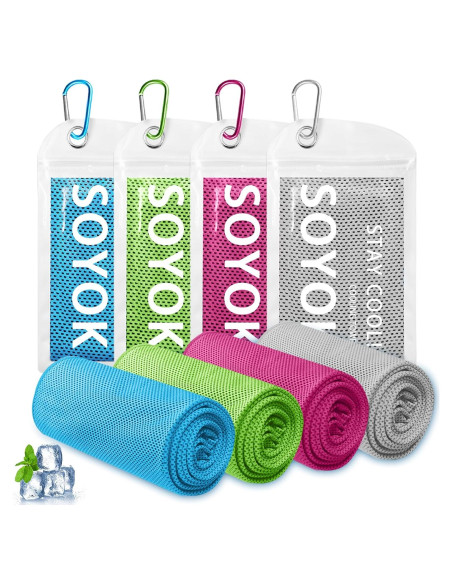 4 Toallas Enfriadoras SOYOK Microfibra 101.6x30.5 cm Multicolor