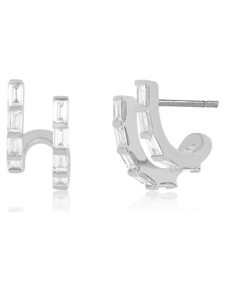 Pendientes de Aro Triple Huggie Oro 14K con Circonitas