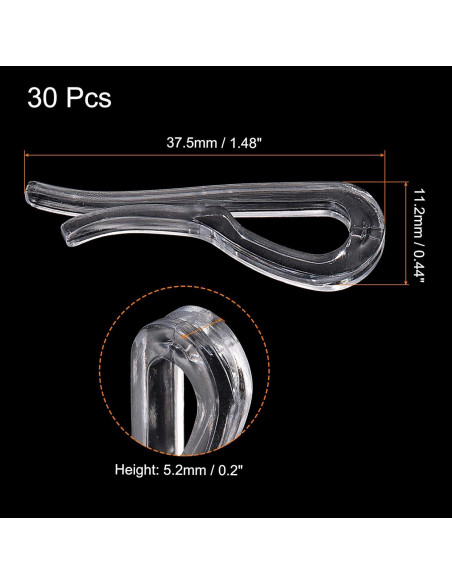 30 Clips Cocodrilo Plástico uxcell 3.76cm Transparente