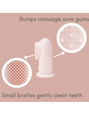 Conjunto de Cuidado Oral Ali+Oli Bebé Rosa - 2 Cepillos Dedo y Limpiador