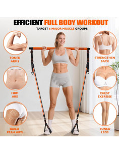 Kit de Barra de Pilates KUTIZE con Bandas de Resistencia 13.6kg 2