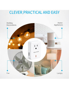 Interruptor de Luz Inalámbrico Syantek con Control Remoto 3 Enchufes 2