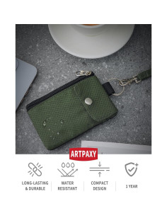 Billetera Minimalista Artpaxy Verde Militar con Bloqueo RFID 2
