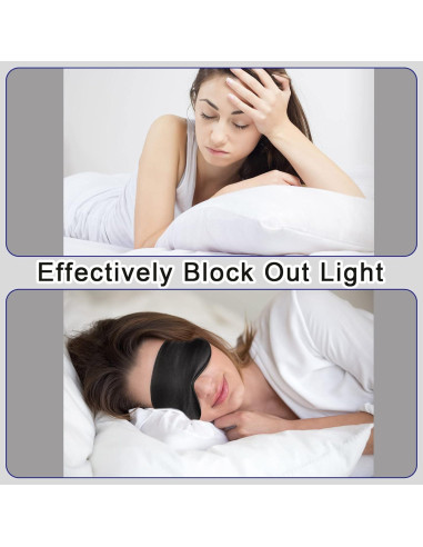 50 Pcs Máscaras de Sueño de Seda Newcotte Ajustables Negras