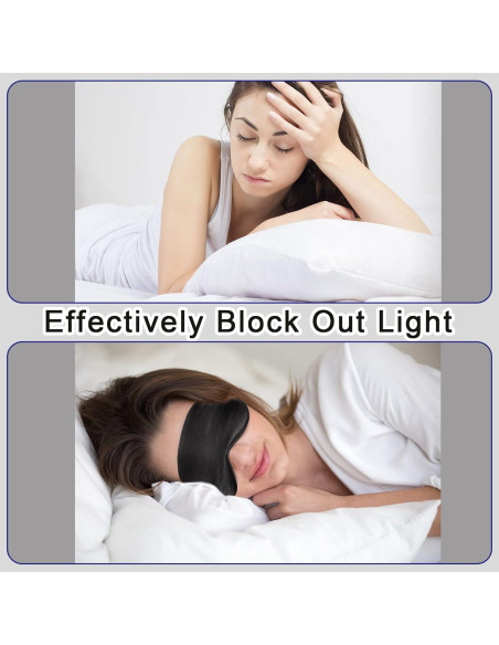 50 Pcs Máscaras de Sueño de Seda Newcotte Ajustables Negras