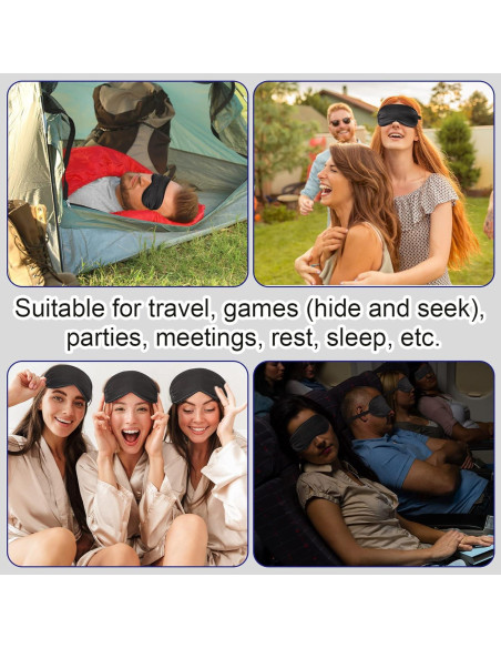 50 Pcs Máscaras de Sueño de Seda Newcotte Ajustables Negras