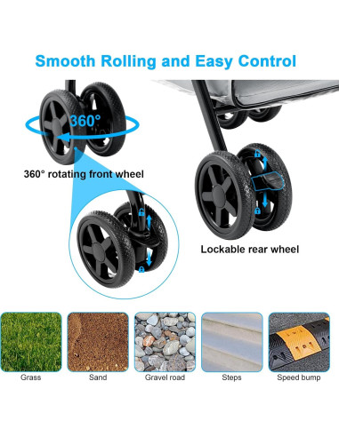 Carrito Doble para Mascotas LPOTIUS Gris Plegable 20 kg