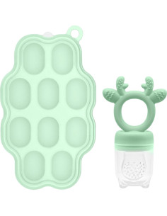 Moldes de Popsicle y Alimentador de Comida Bebé Silicona Verde 2