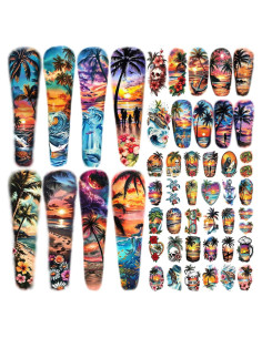 48 Tatuajes Temporales de Manga Completa Metuu - Diseños Tropicales