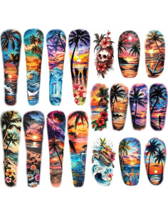 48 Tatuajes Temporales de Manga Completa Metuu - Diseños Tropicales 2