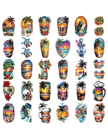 48 Tatuajes Temporales de Manga Completa Metuu - Diseños Tropicales