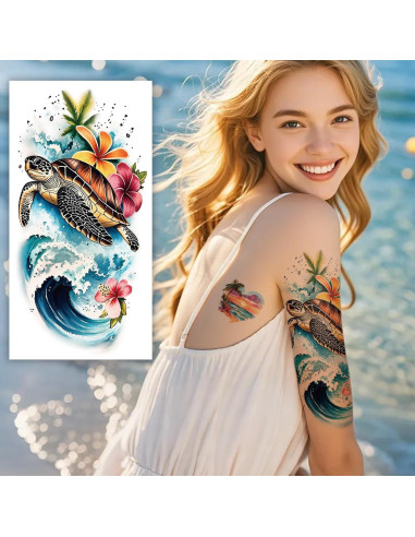 48 Tatuajes Temporales de Manga Completa Metuu - Diseños Tropicales