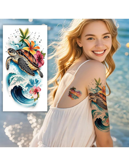 48 Tatuajes Temporales de Manga Completa Metuu - Diseños Tropicales