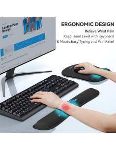 Juego de Reposamuñecas Ergonómico TECKNET G107 Negro 2