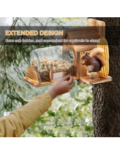 Comedero para Ardillas Boulphia de Madera Carbonizada con Frasco 2