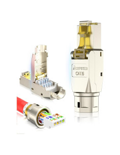 Conector RJ45 AMPCOM STP CAT6 sin herramientas - Paquete de 6