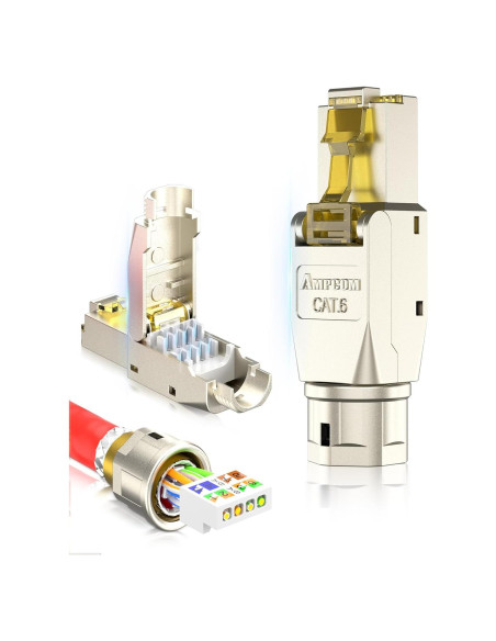 Conector RJ45 AMPCOM STP CAT6 sin herramientas - Paquete de 6