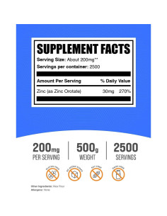 Polvo de Orotato de Zinc BulkSupplements 500g - Suplemento Inmunológico 2