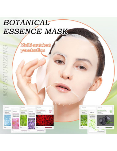 Conjunto de 22 Mascarillas Faciales Hidratantes WENJLYJ