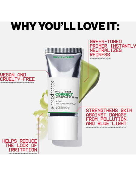 Primer Anti-Rojo Smashbox 30 ml - Hidratante y Matificante