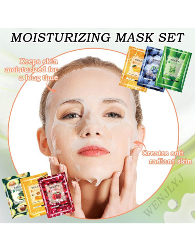 Conjunto de 22 Mascarillas Faciales Hidratantes WENJLYJ