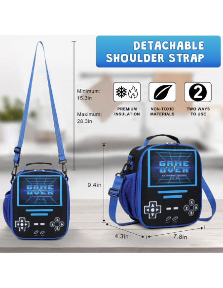 Caja de Almuerzo Aislada ACESAK para Niños - Gamer Negro 5.7L