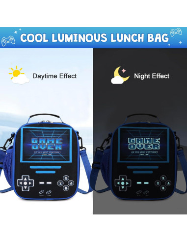 Caja de Almuerzo Aislada ACESAK para Niños - Gamer Negro 5.7L